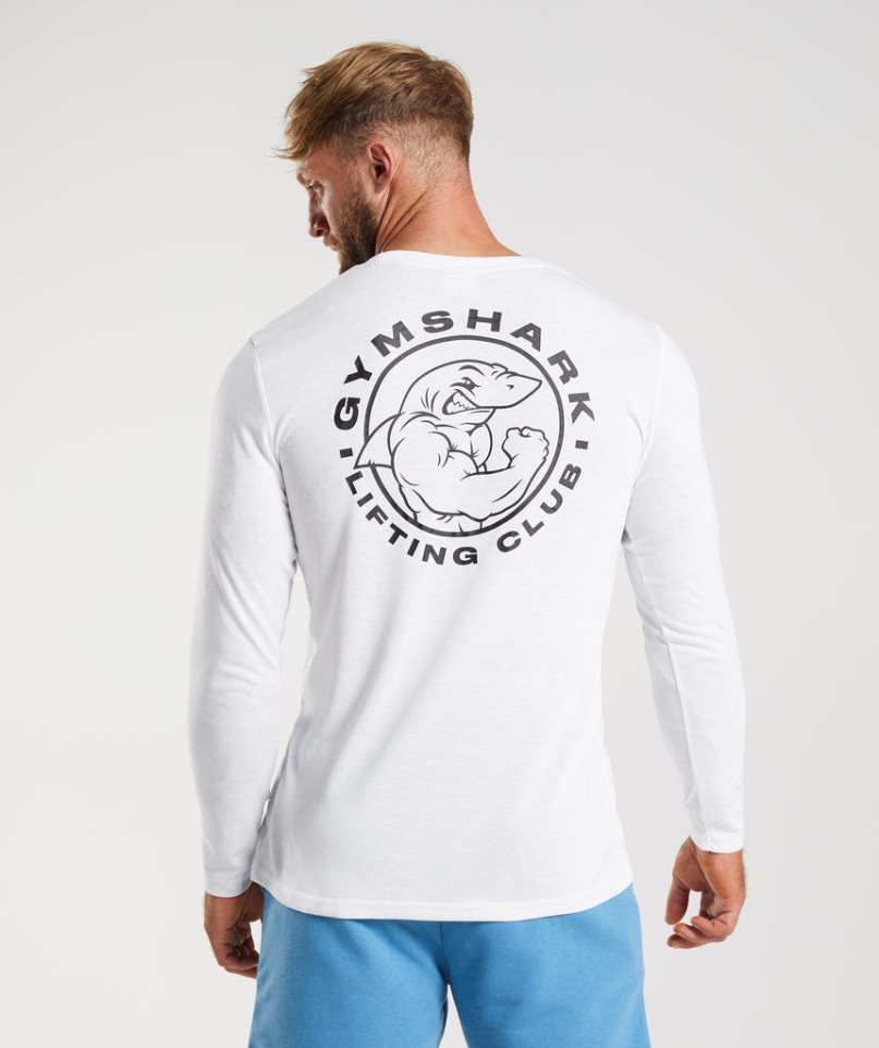 Men's Gymshark Legacy Long Sleeve T-Shirts White | CA 1A805N